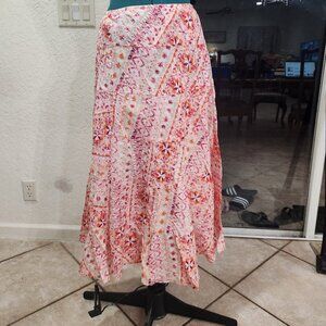 Lark Lane Pink & Orange Boho Skirt – Size M